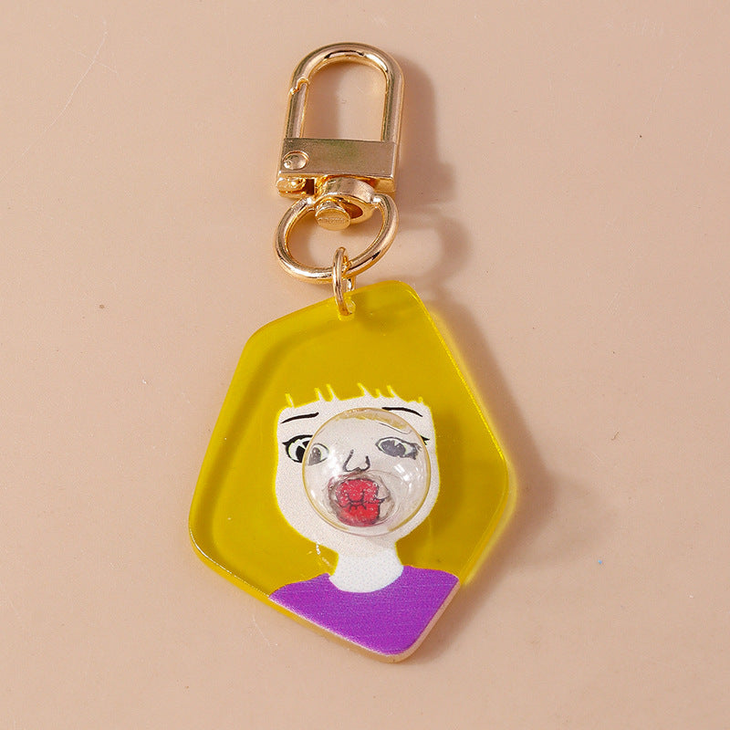 Wholesale Cartoon Bubble Girl Plastic Keychain
